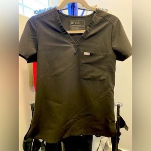 Figs Womens Catarina One Pocket Scrub Top XS Black